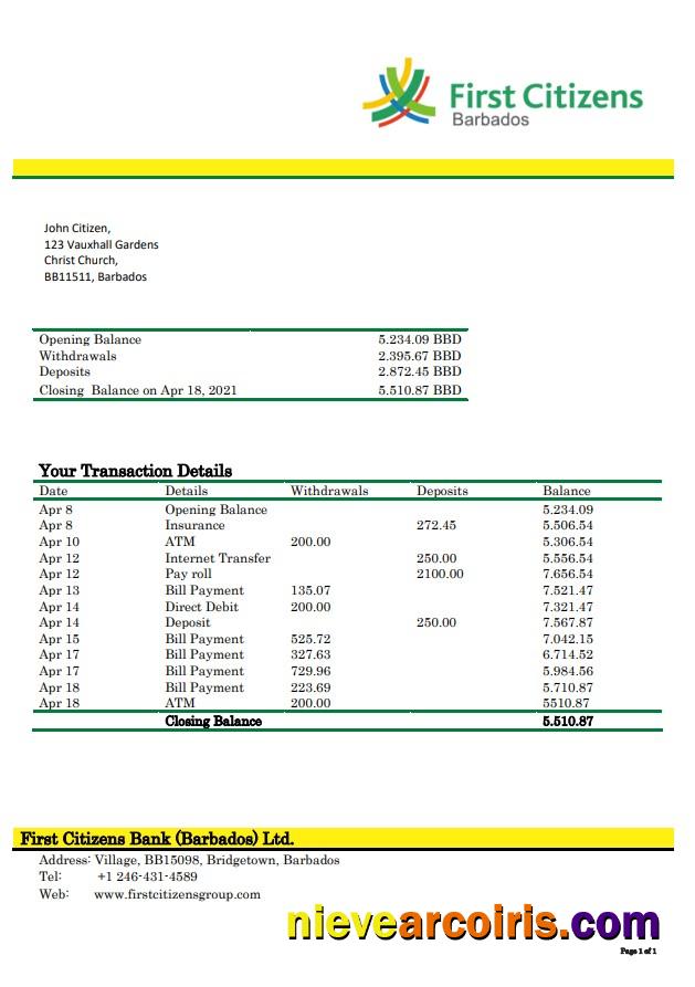 Barbados first citizens bank statement